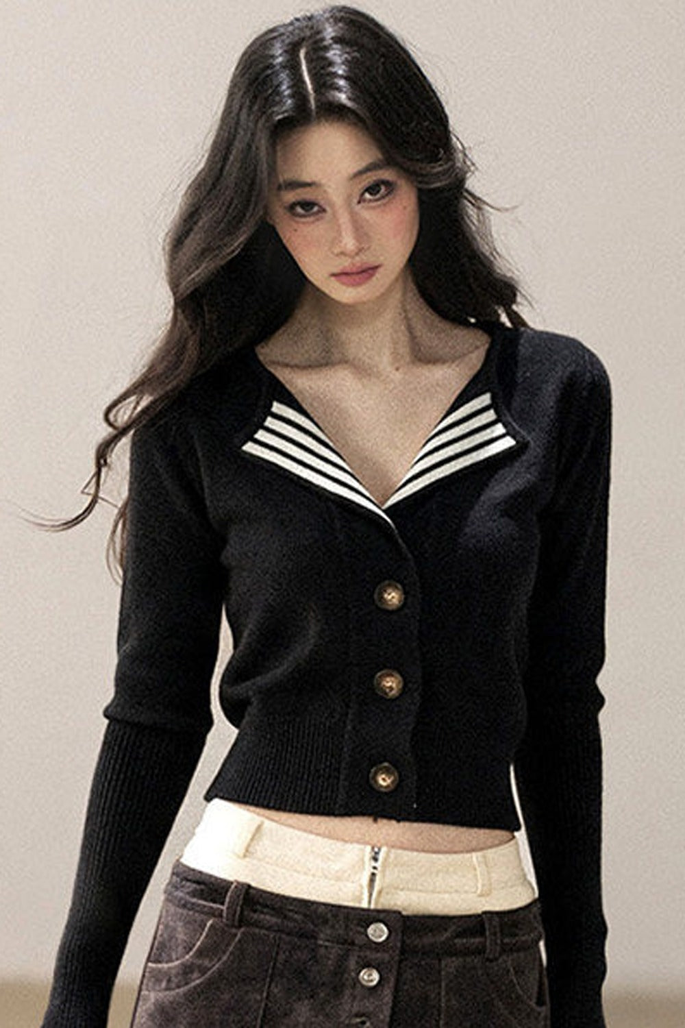 V-Neck Knit Cardigan Top