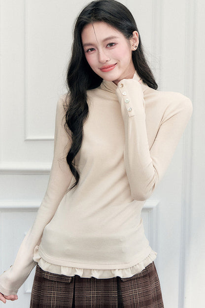 Ruffled Hem Long Sleeve T-Shirt