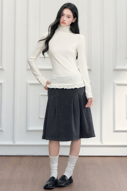 Ruffled Hem Long Sleeve T-Shirt