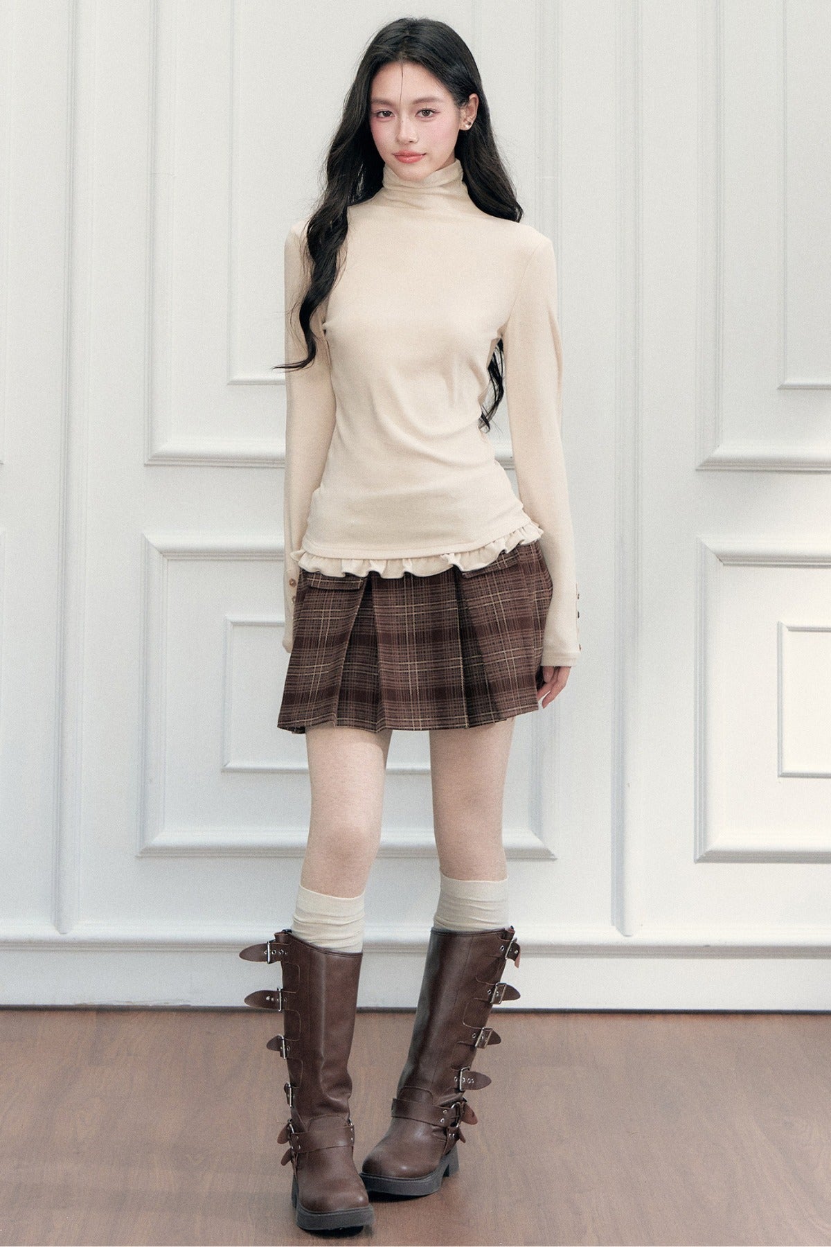Ruffled Hem Long Sleeve T-Shirt