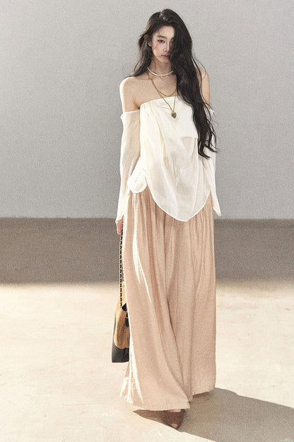 One-Shoulder Korean-Style Thin Chiffon Outerwear Blouse