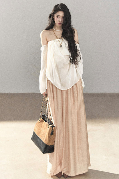 One-Shoulder Korean-Style Thin Chiffon Outerwear Blouse
