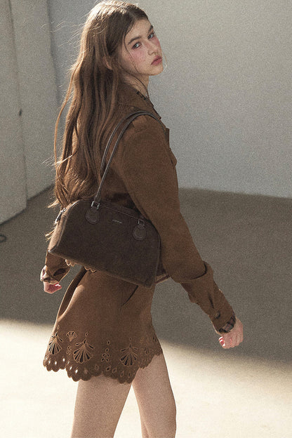 Palmblatt-Cut-out-Rock mit Oberteil und Jacke im Set