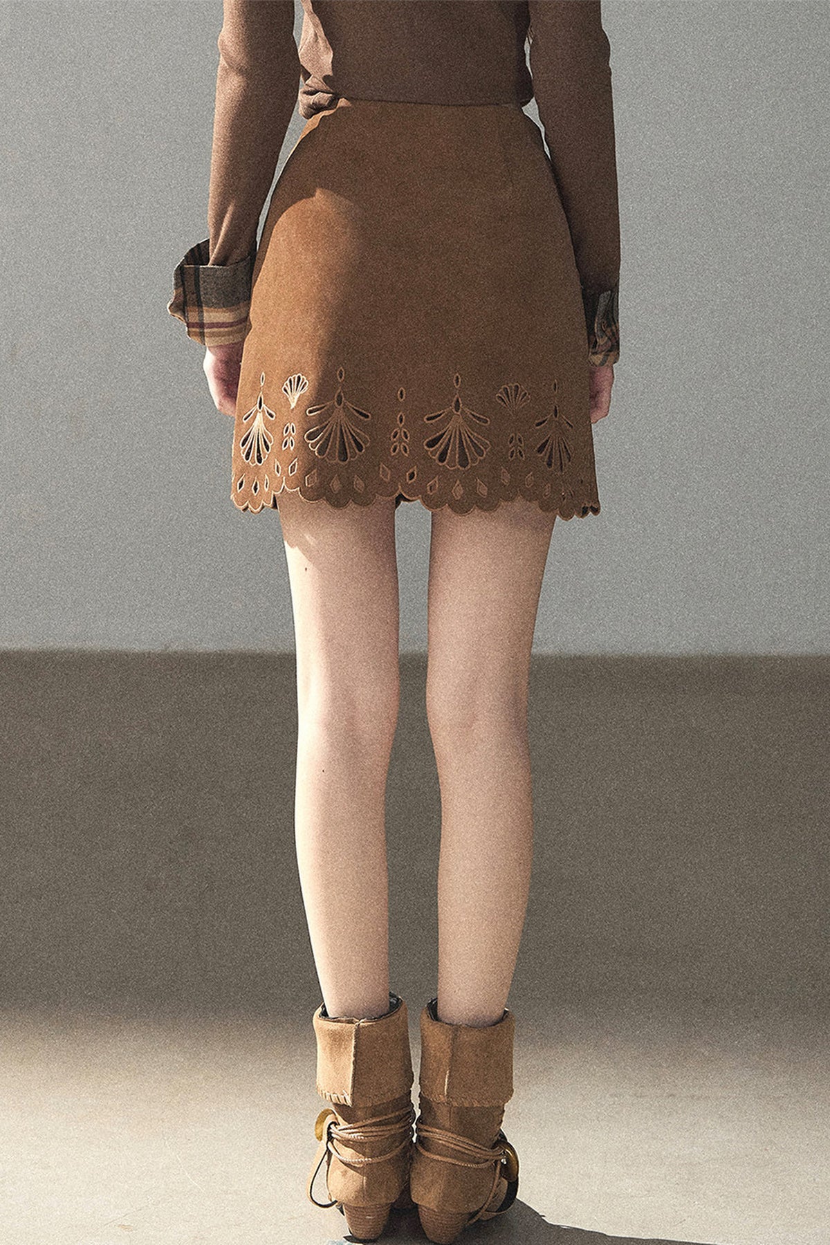 Palmblatt-Cut-out-Rock mit Oberteil und Jacke im Set