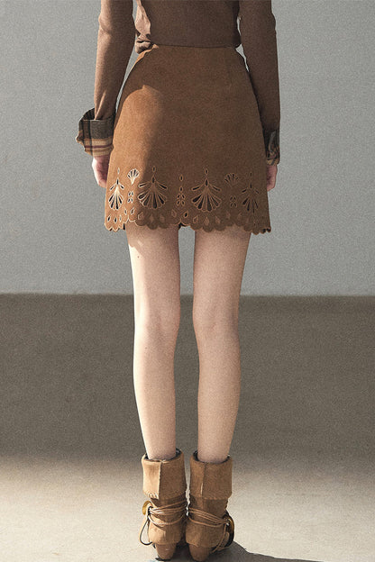 Palmblatt-Cut-out-Rock mit Oberteil und Jacke im Set