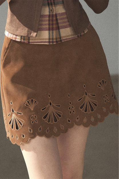 Palmblatt-Cut-out-Rock mit Oberteil und Jacke im Set