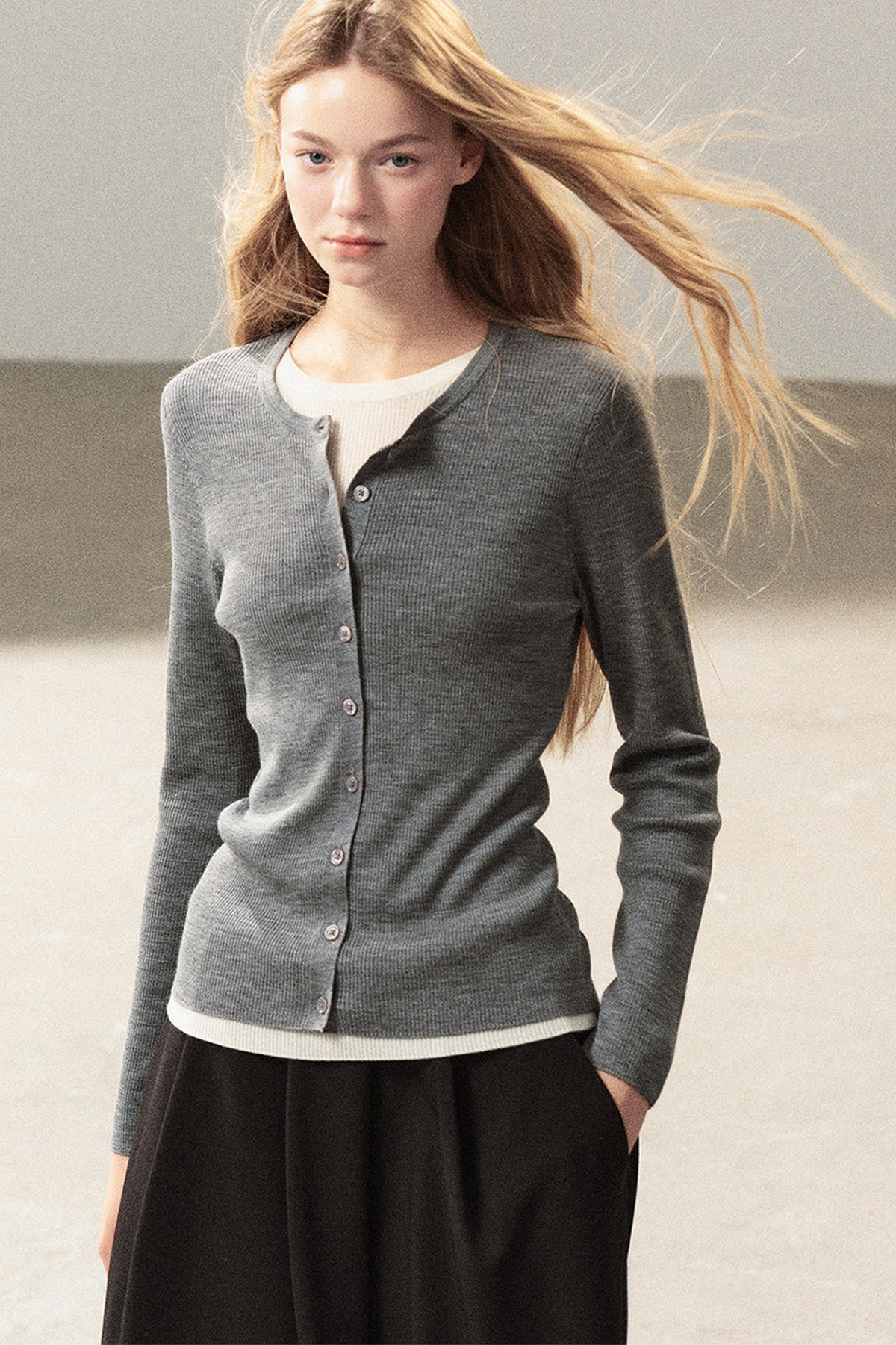 Layered-Look Knit Top Set