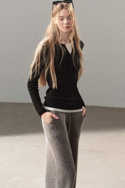 Layered-Look Knit Top Set