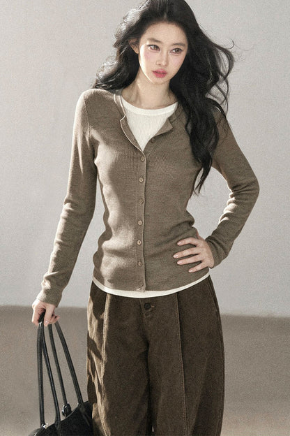 Layered-Look Knit Top Set