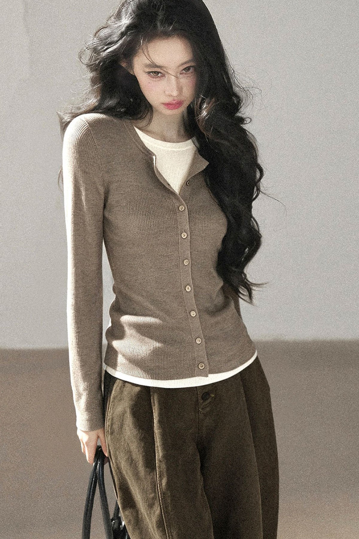 Layered-Look Knit Top Set