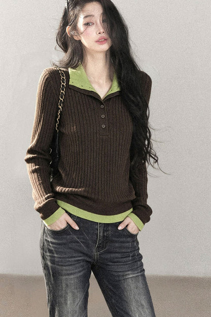 Layered-Look Knit Top Set