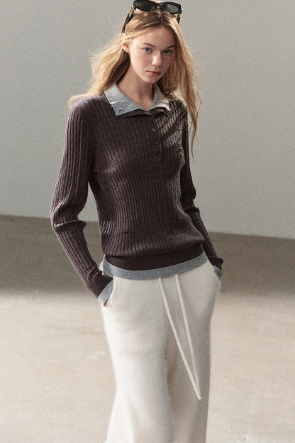 Layered-Look Knit Top Set