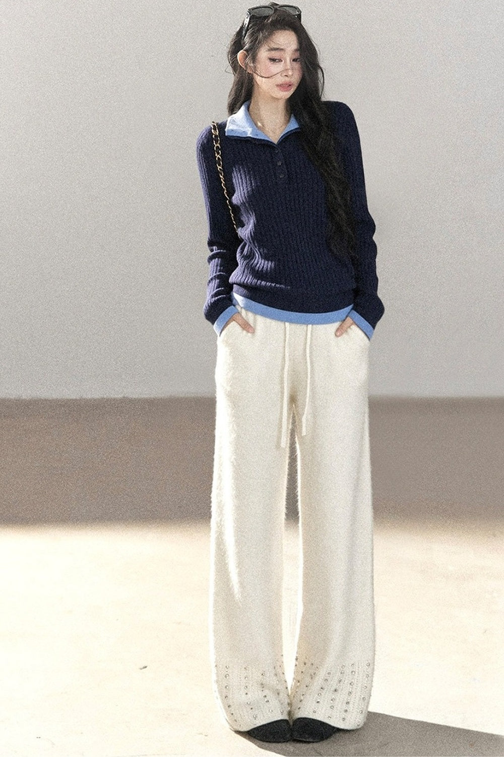 Layered-Look Knit Top Set