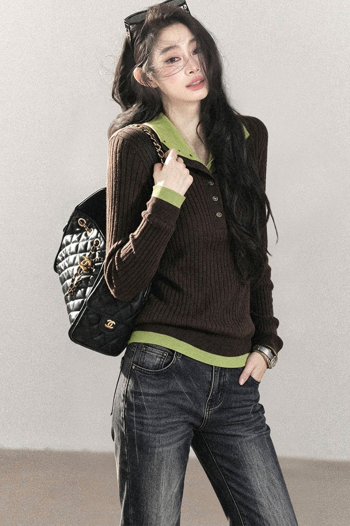 Layered-Look Knit Top Set