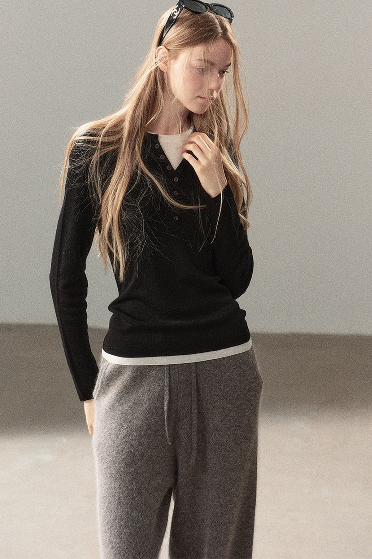 Layered-Look Knit Top Set