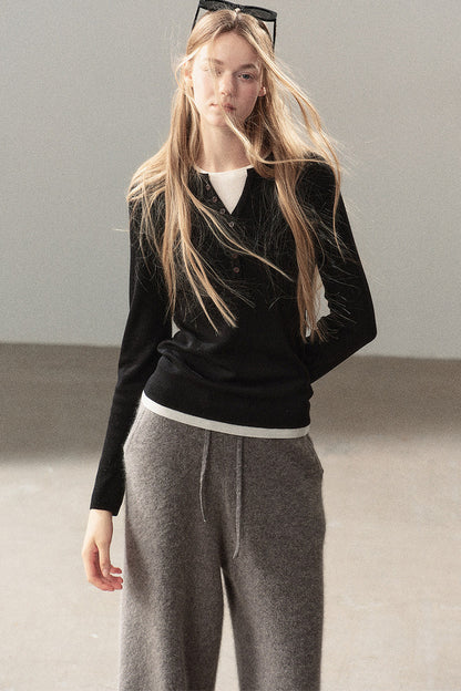 Layered-Look Knit Top Set