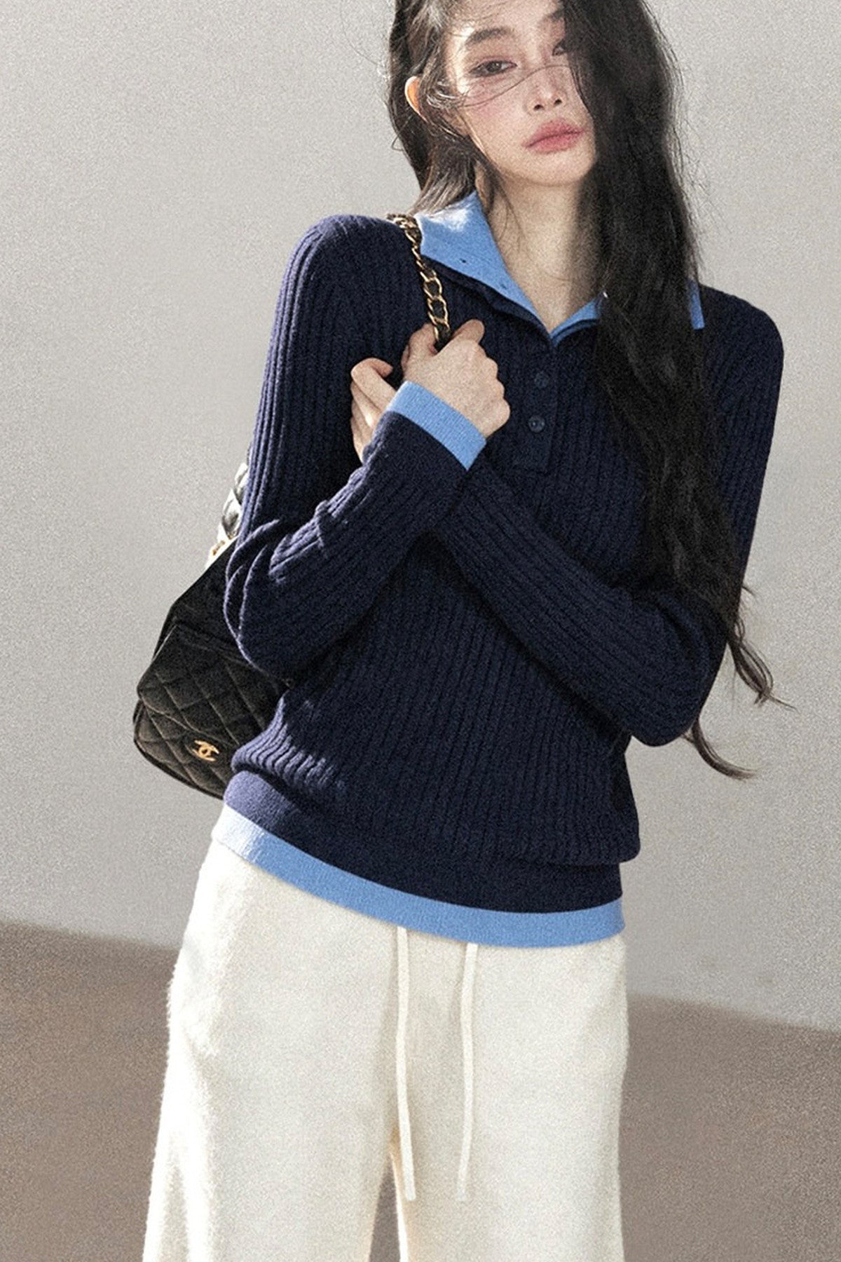 Layered-Look Knit Top Set