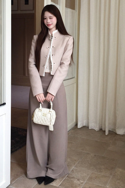 Double-Breasted Ruffle Short Jacket
