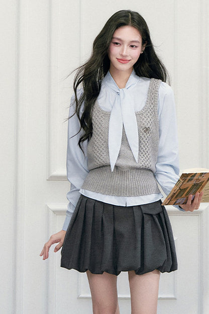 High Waist Pleated Pocket Skirt