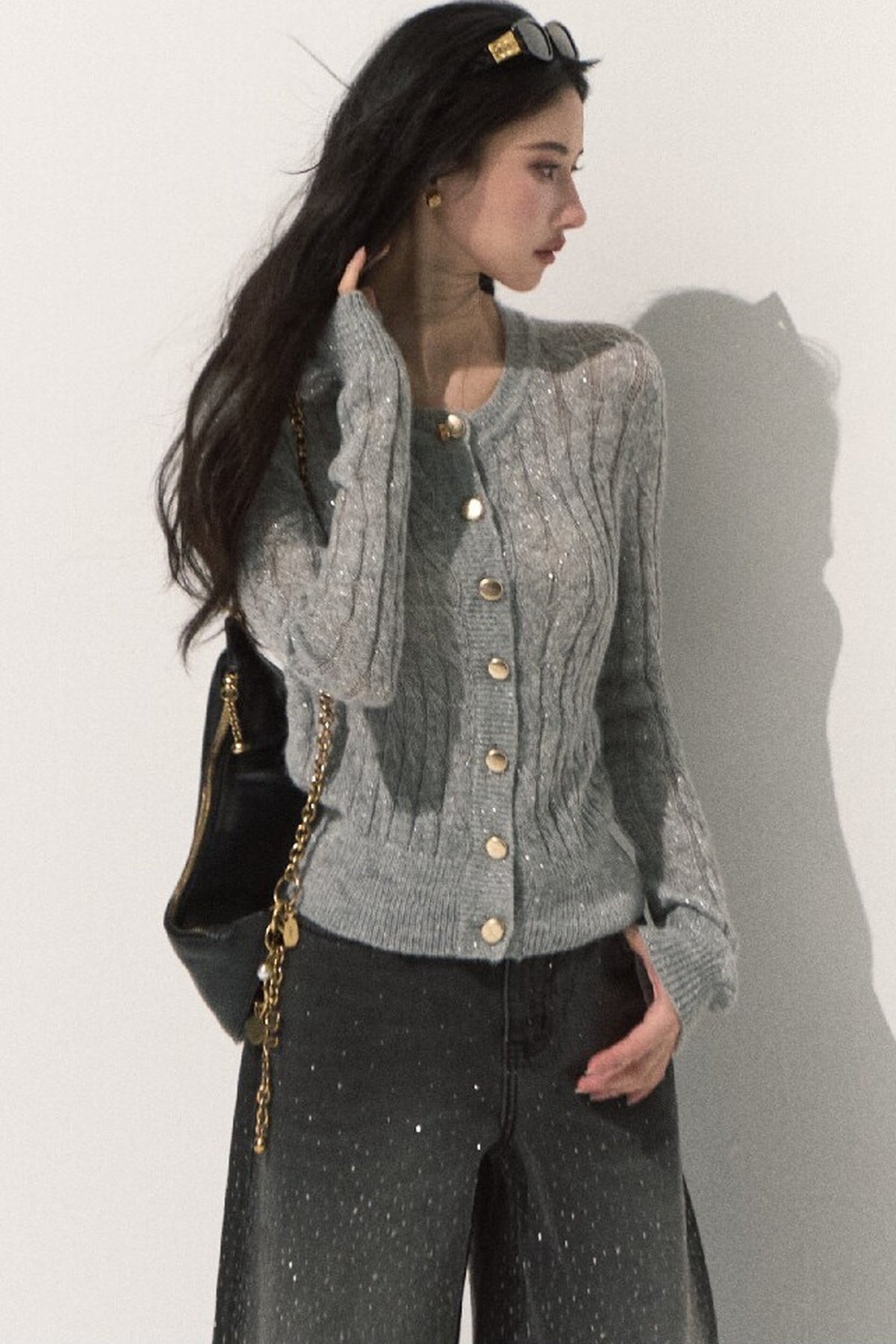 Wool Cable Knit Cardigan