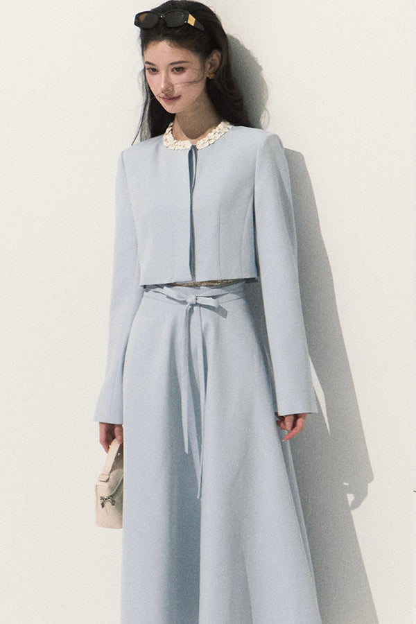 Short Jacket and A-Line Skirt Set-Up