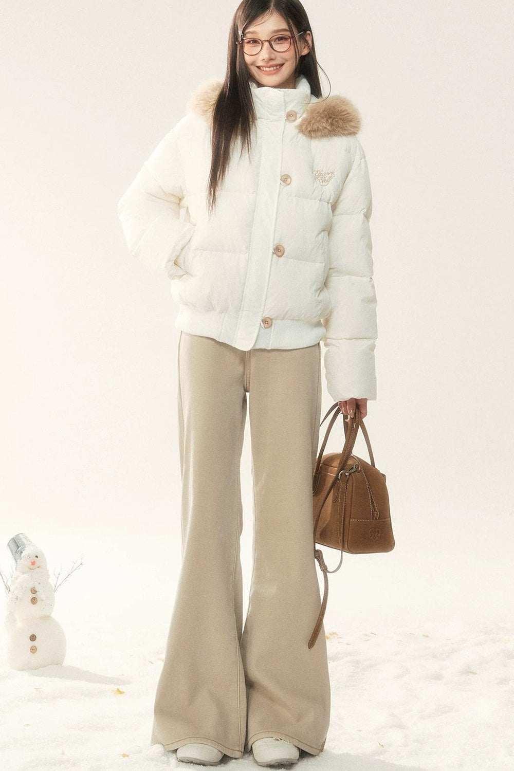White Duck Down Jacket and Pants Set-Up
