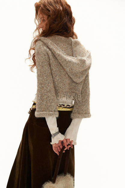 Pull à capuche texturé à nouer