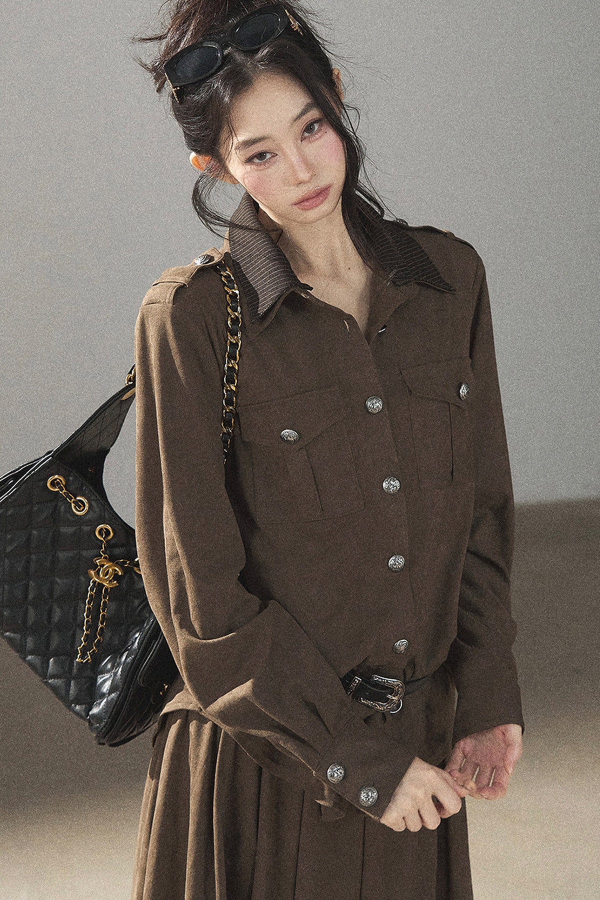 Ensemble manteau et jupe Murmures de feuilles tombées