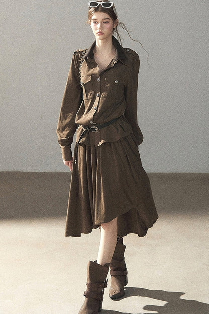 Ensemble manteau et jupe Murmures de feuilles tombées