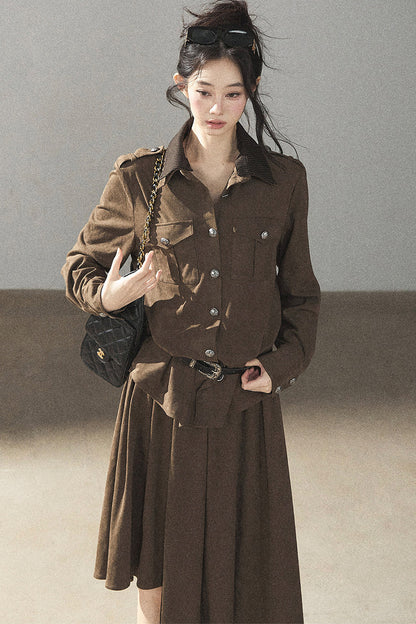 Ensemble manteau et jupe Murmures de feuilles tombées