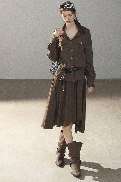 Ensemble manteau et jupe Murmures de feuilles tombées