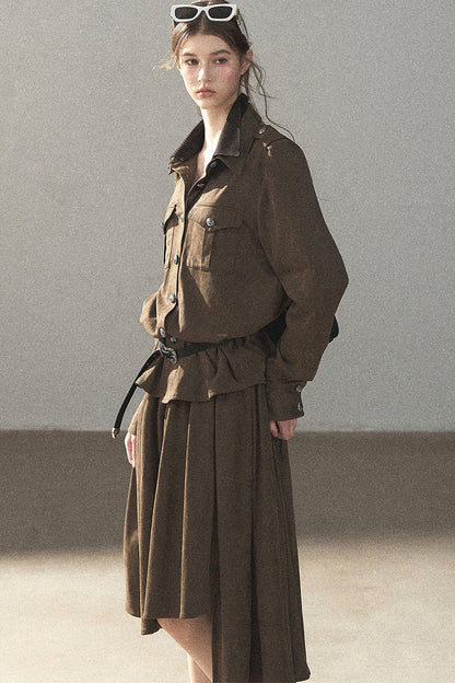 Ensemble manteau et jupe Murmures de feuilles tombées