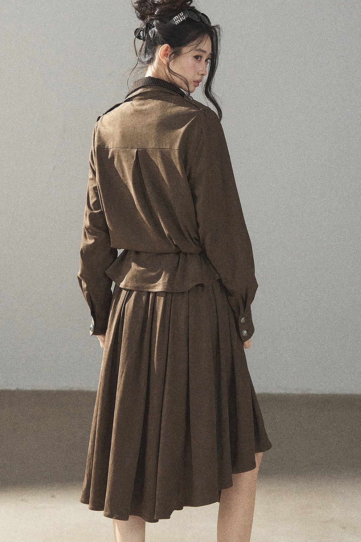 Ensemble manteau et jupe Murmures de feuilles tombées