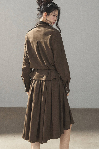 Ensemble manteau et jupe Murmures de feuilles tombées
