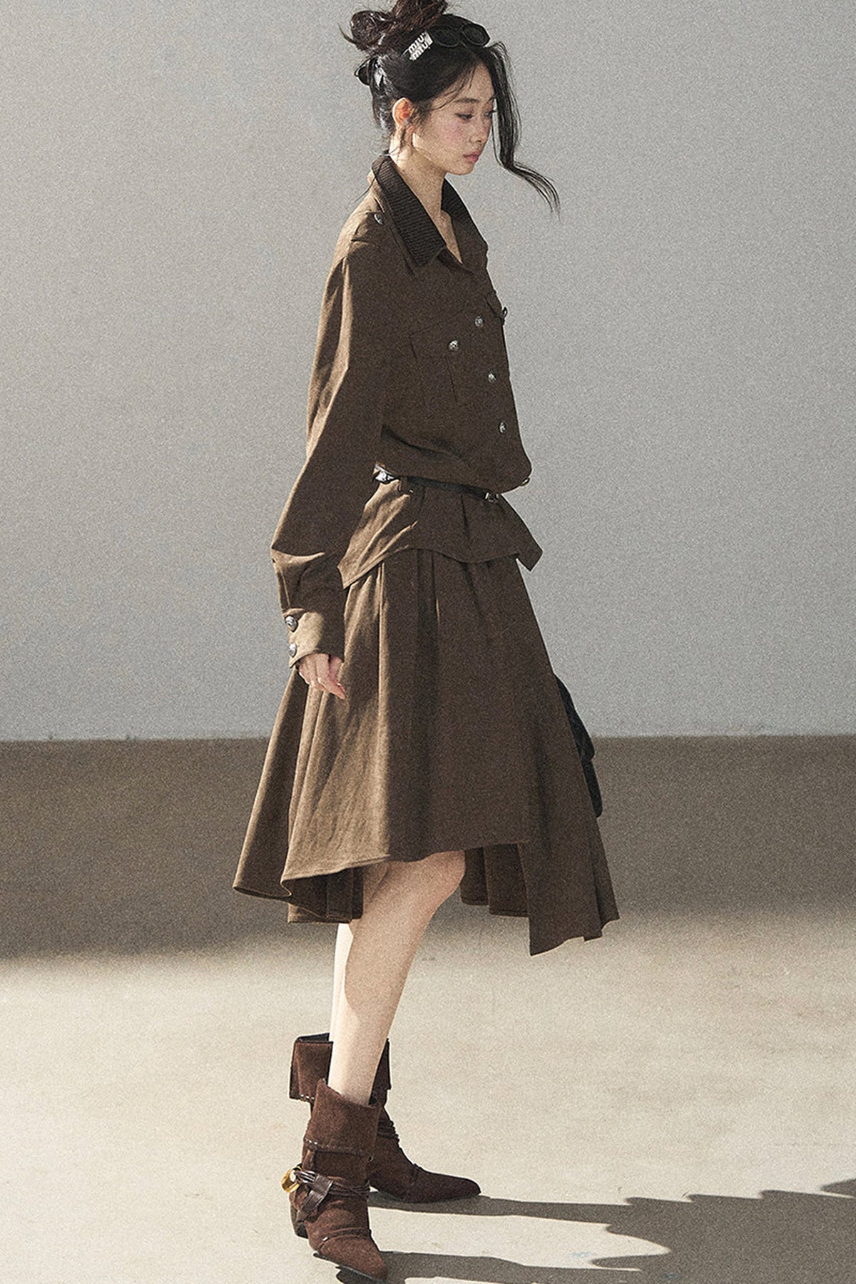 Ensemble manteau et jupe Murmures de feuilles tombées