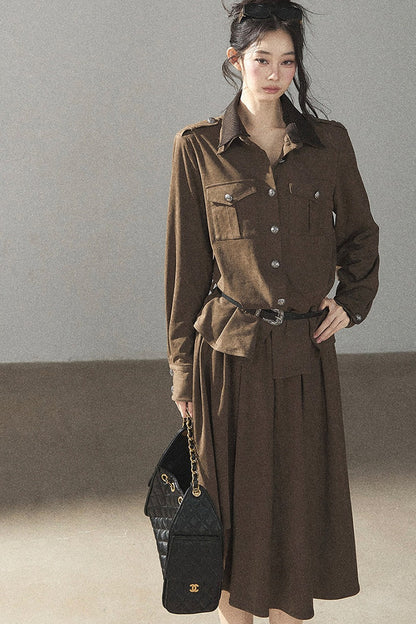 Ensemble manteau et jupe Murmures de feuilles tombées