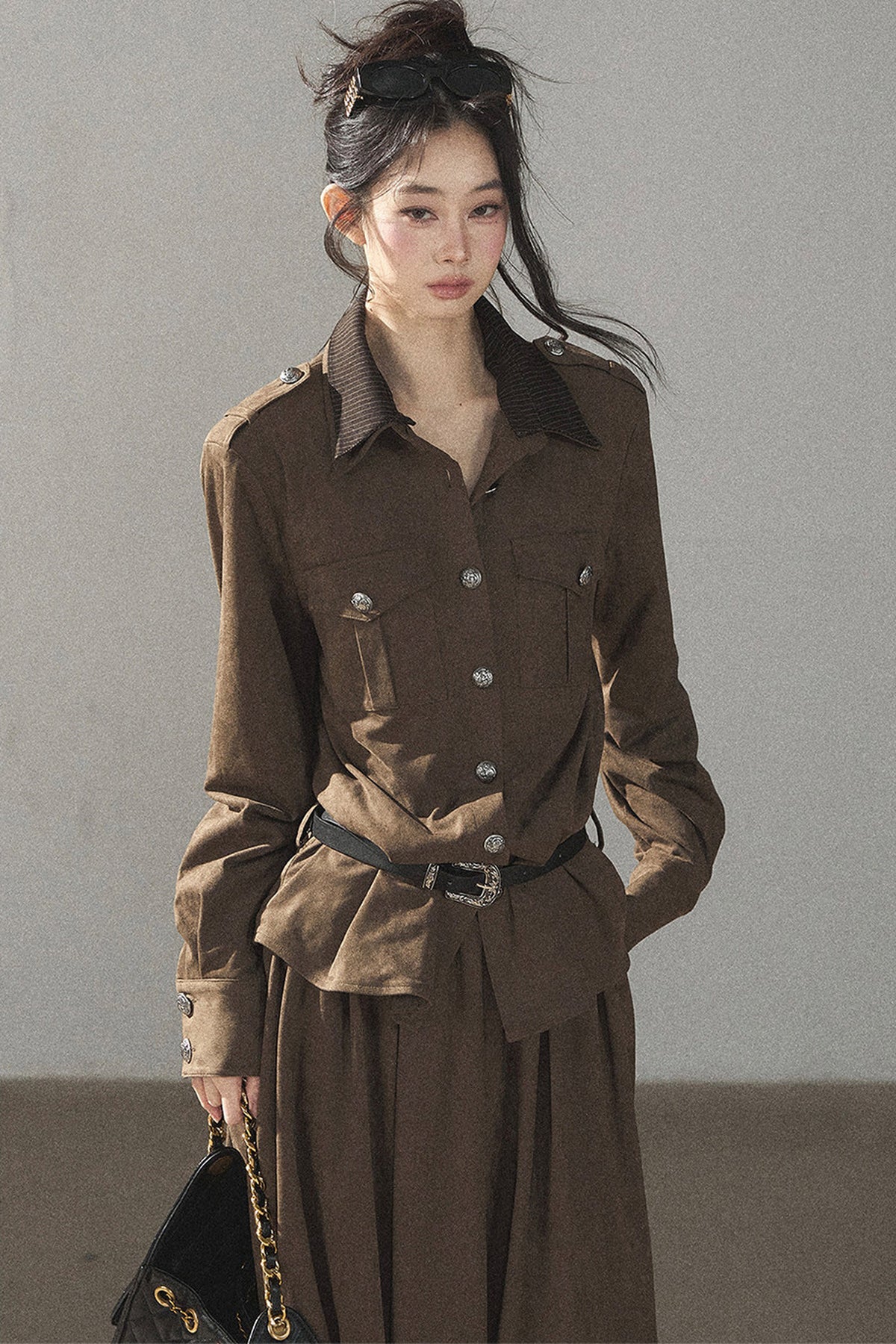 Ensemble manteau et jupe Murmures de feuilles tombées