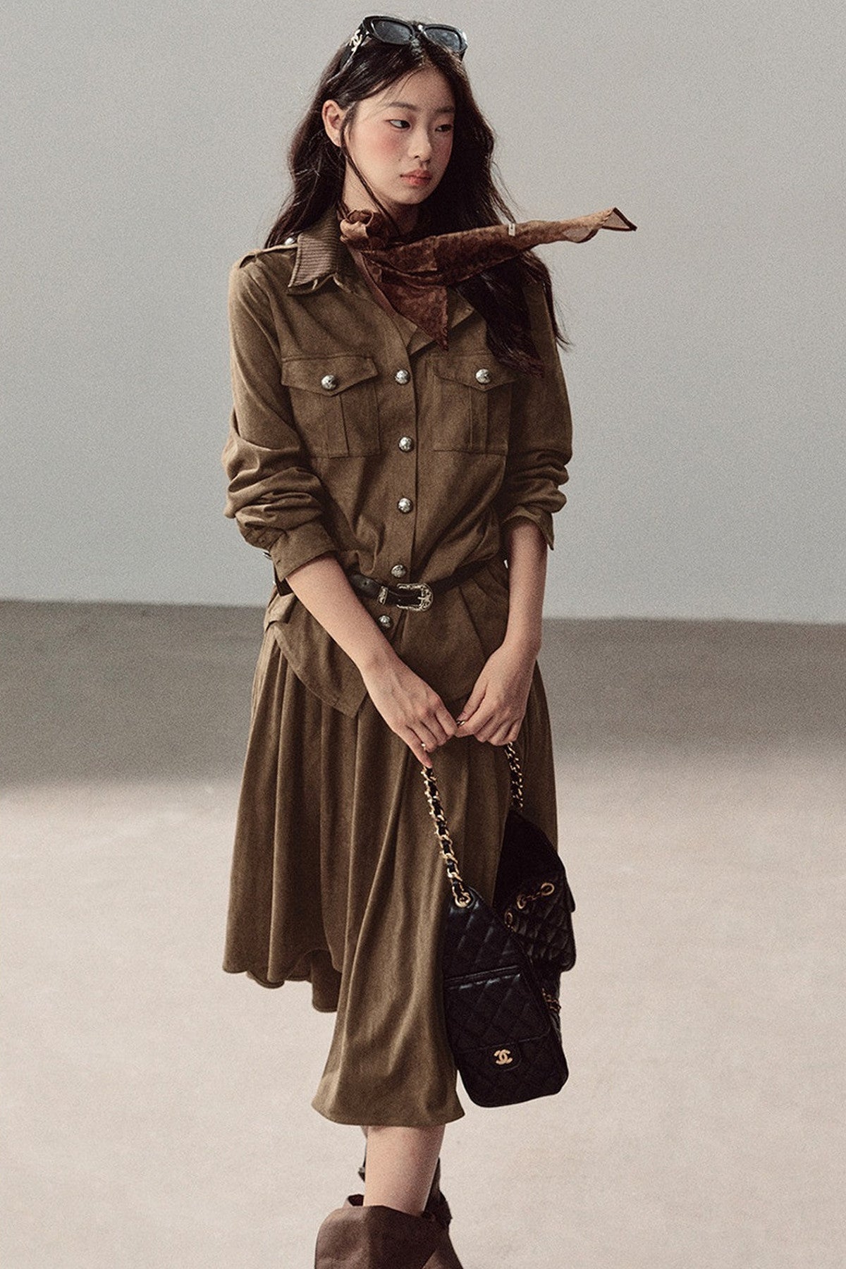 Ensemble manteau et jupe Murmures de feuilles tombées