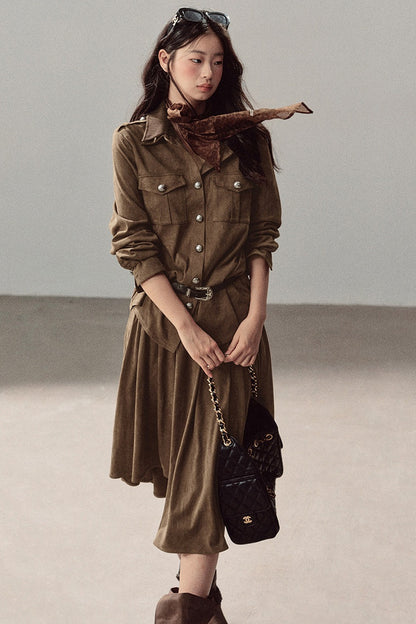 Ensemble manteau et jupe Murmures de feuilles tombées