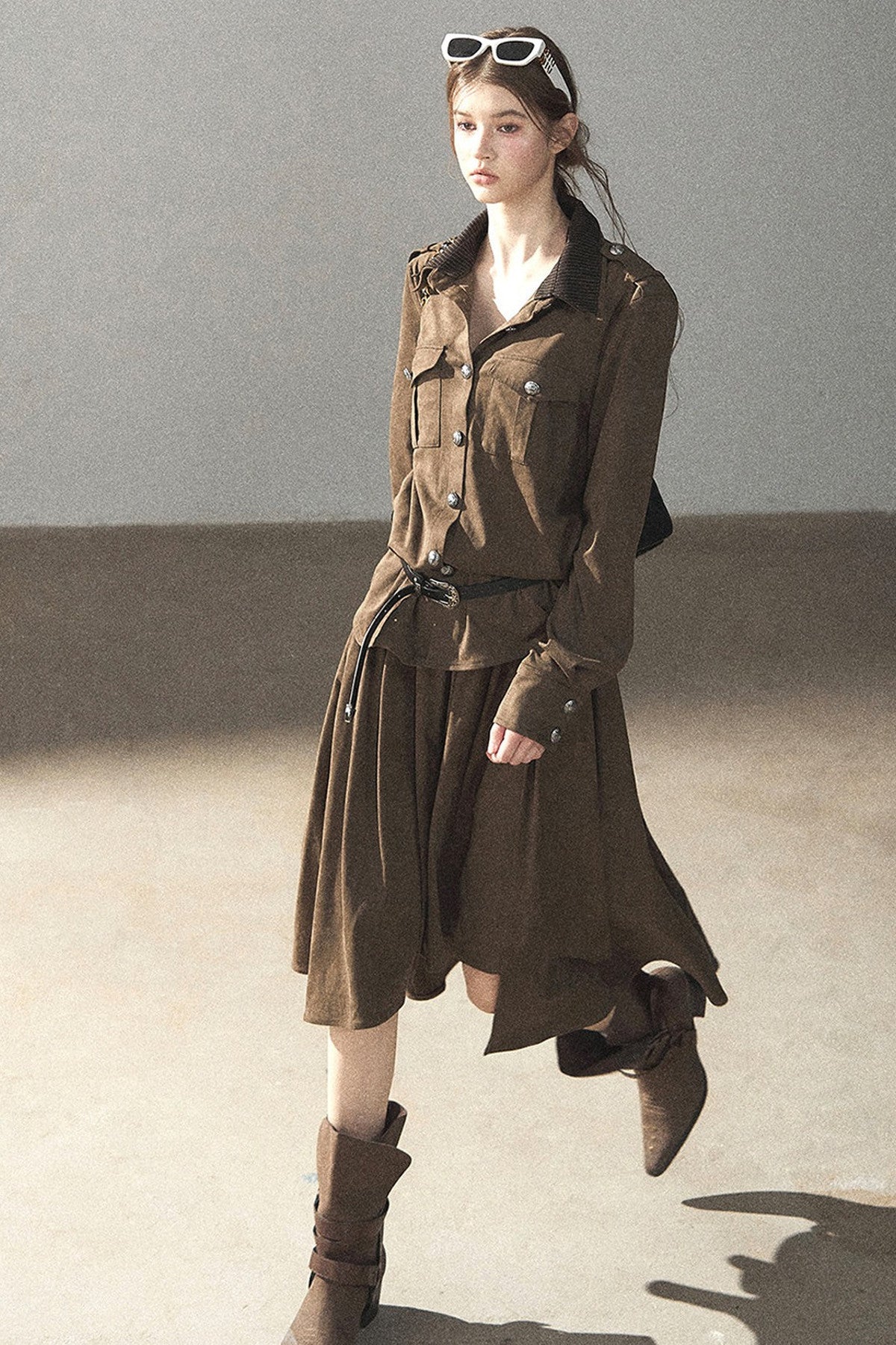 Ensemble manteau et jupe Murmures de feuilles tombées