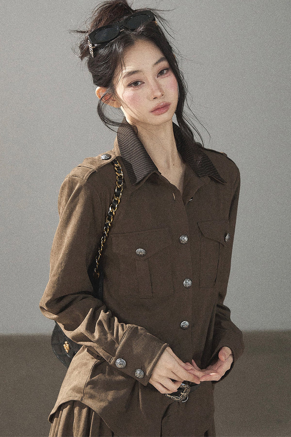 Ensemble manteau et jupe Murmures de feuilles tombées