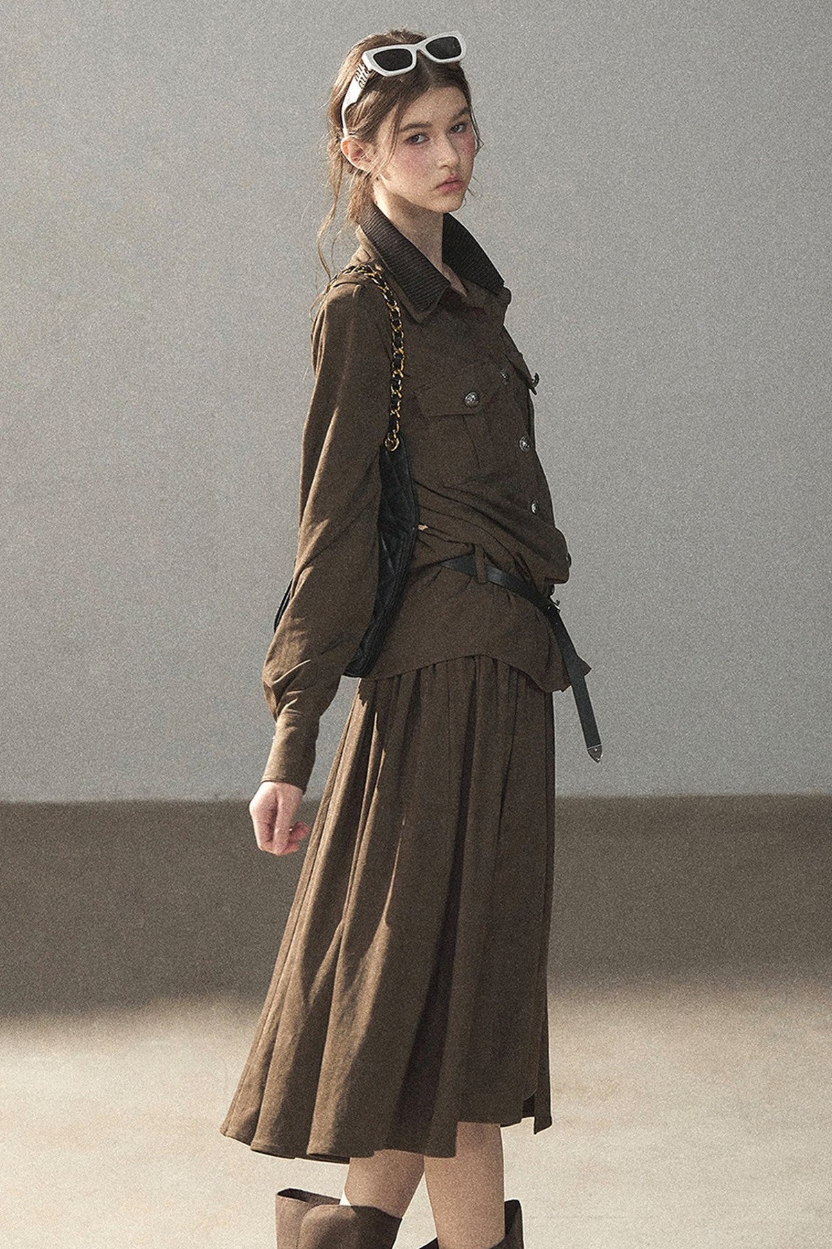 Ensemble manteau et jupe Murmures de feuilles tombées