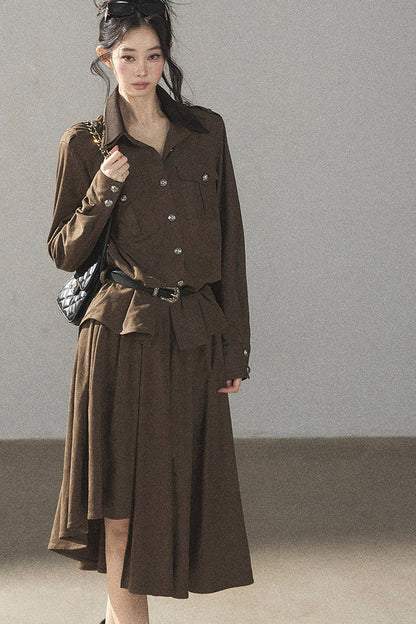 Ensemble manteau et jupe Murmures de feuilles tombées