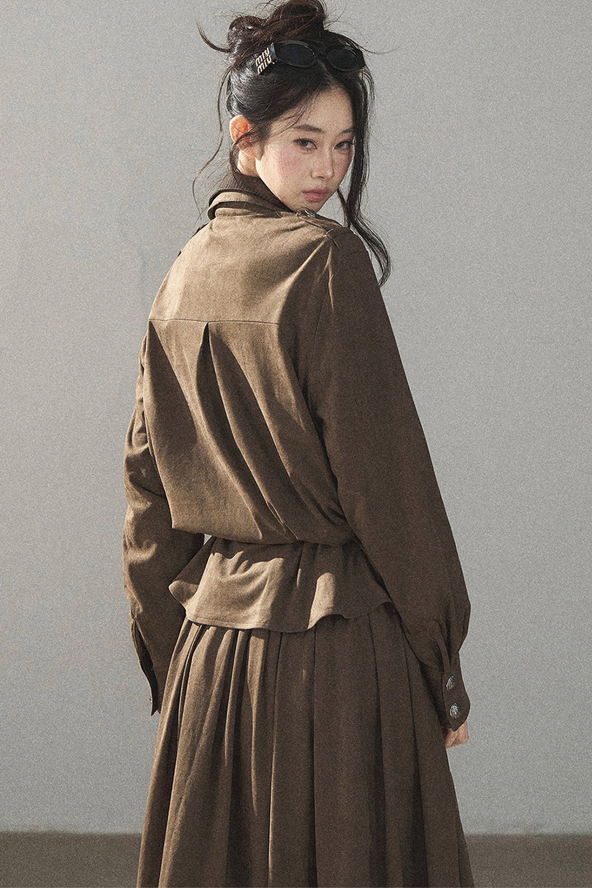 Ensemble manteau et jupe Murmures de feuilles tombées