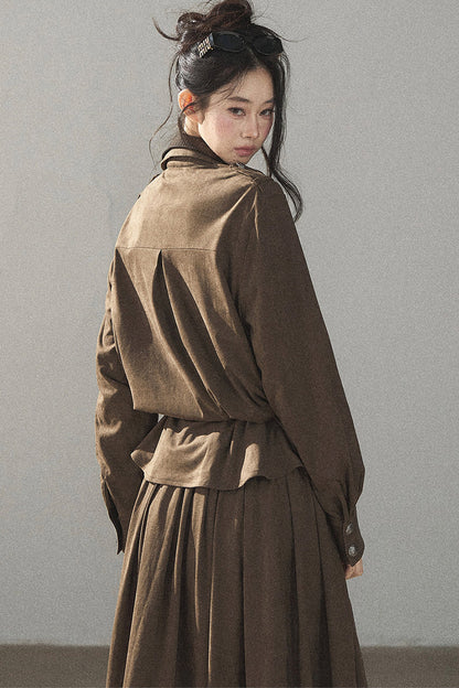 Ensemble manteau et jupe Murmures de feuilles tombées