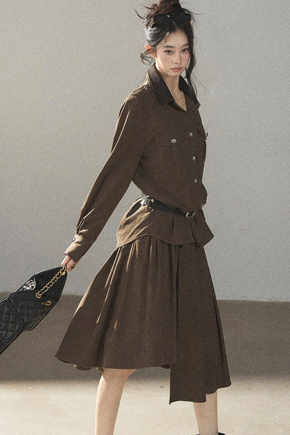 Ensemble manteau et jupe Murmures de feuilles tombées