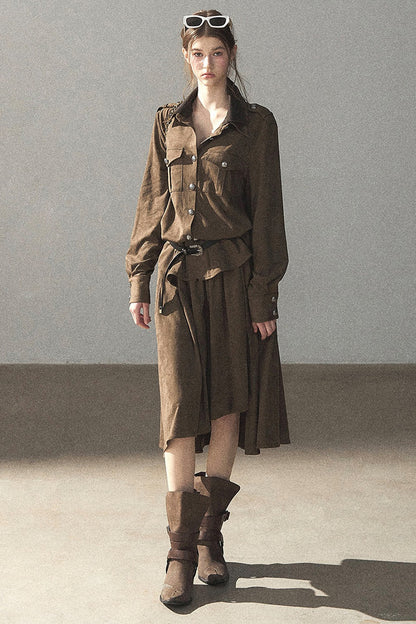 Ensemble manteau et jupe Murmures de feuilles tombées
