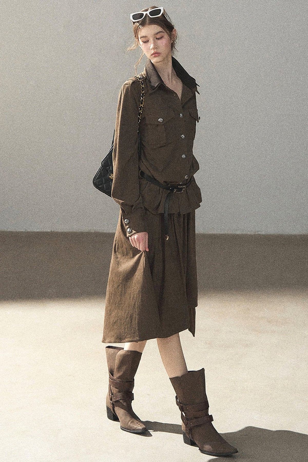 Ensemble manteau et jupe Murmures de feuilles tombées