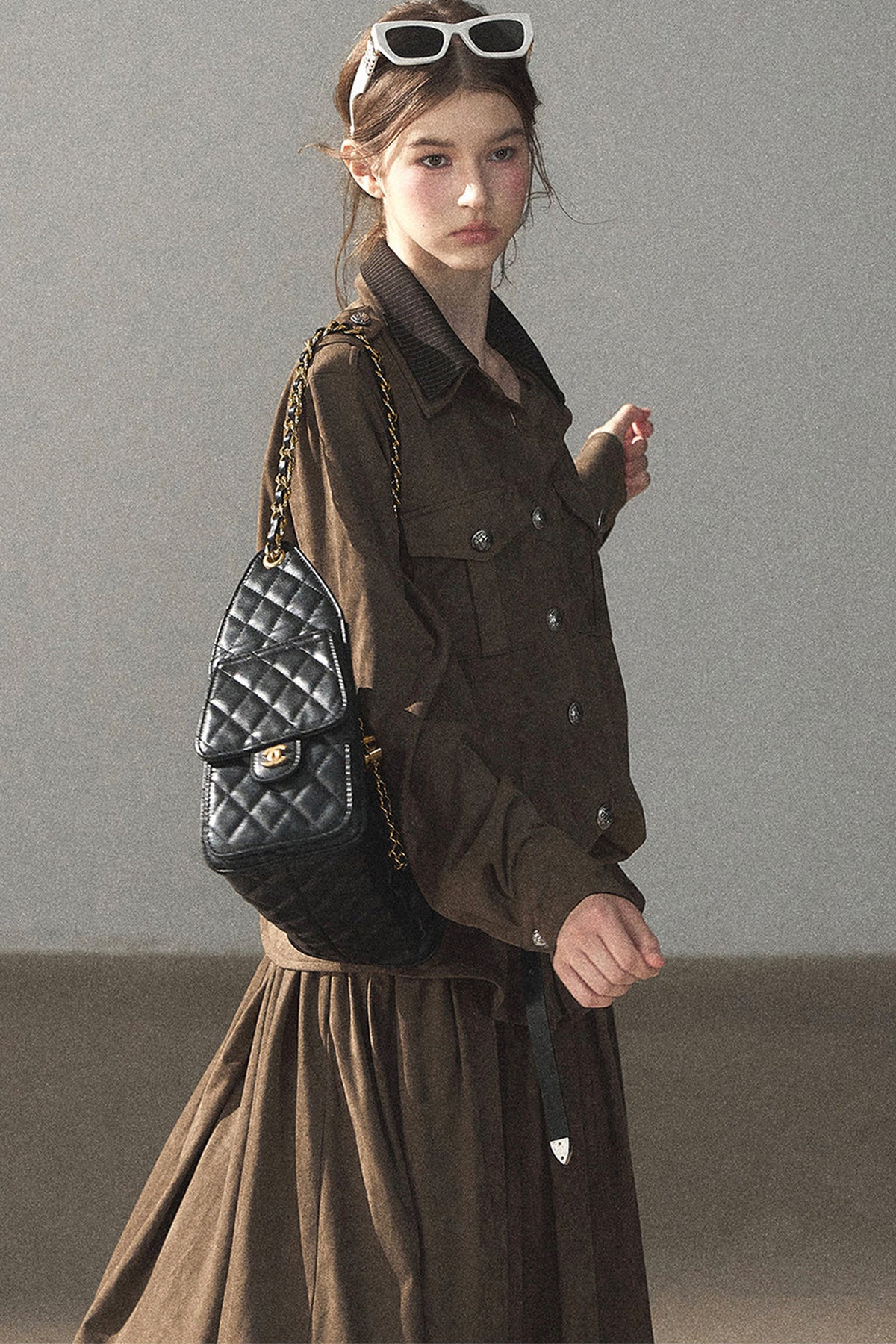 Ensemble manteau et jupe Murmures de feuilles tombées