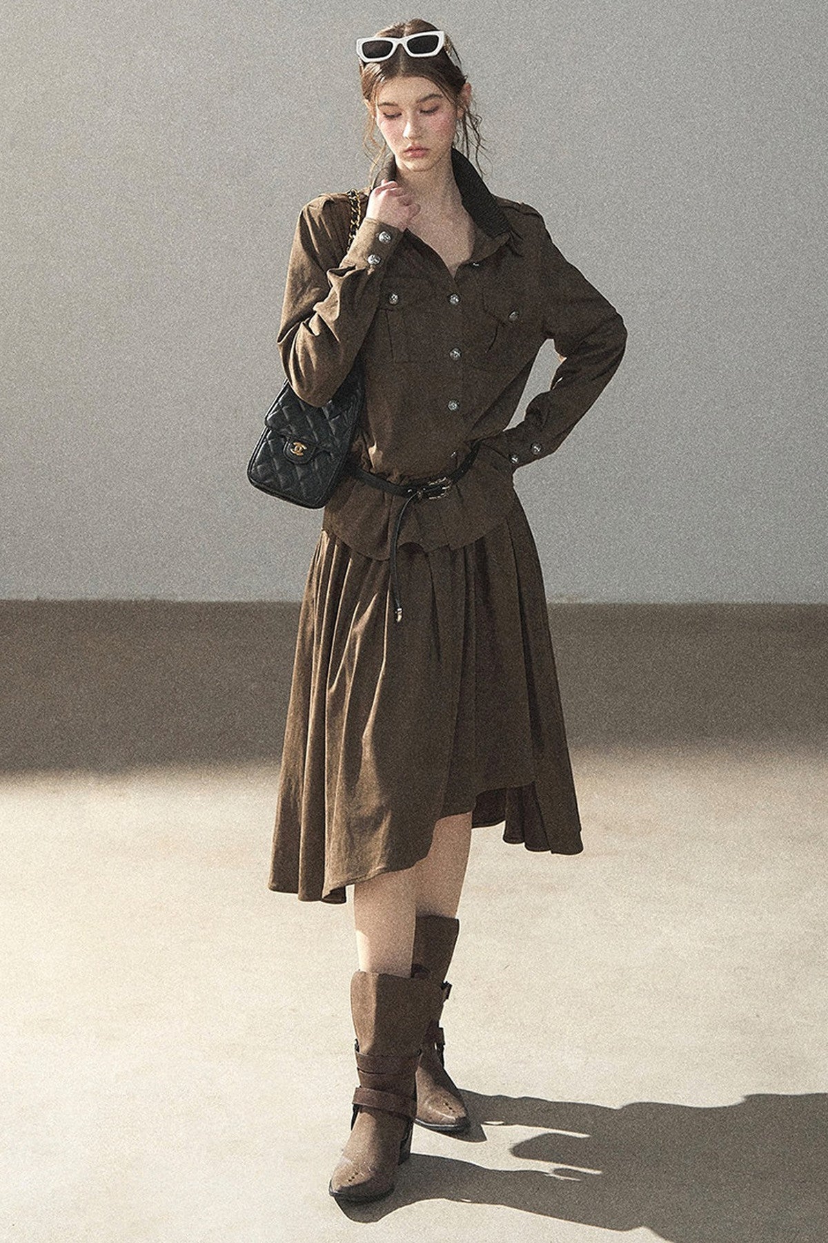 Ensemble manteau et jupe Murmures de feuilles tombées
